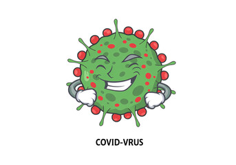 Fototapeta premium Cartoon Coronavirus Illustration: Smiling Virus with Earth Chains isolated on transparent background