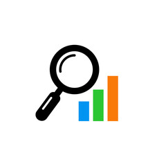 Magnifying glass examining a tangled cluster of numbers with an upward trending arrow.