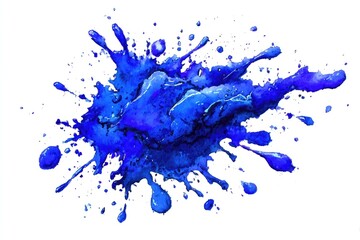 Abstract blue paint splatter on white