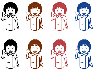 がんばります！こぶしを握る女性看護師のアイコン