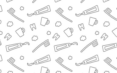 Obraz premium 歯磨きテキスタイル線画