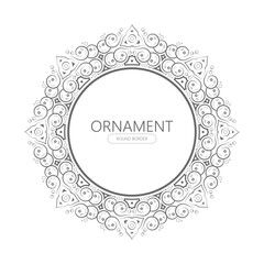 Minimalist Line Art Geometric Ornament Round Border Frame Decorative Element