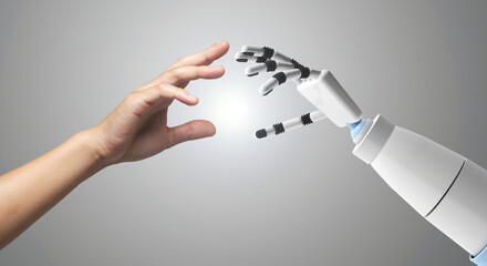 Human and Robot hand gesture  together - confluence of Human and Artificial Intelligence isolated