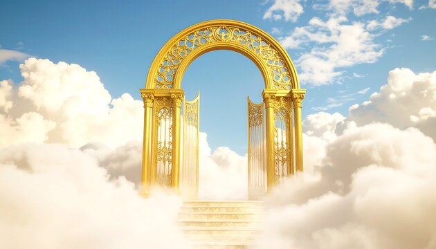 Golden Gate to Heaven Among Clouds - Powered by Adobe