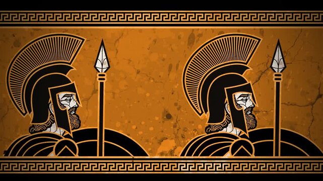 ancient greek style spartan army walking