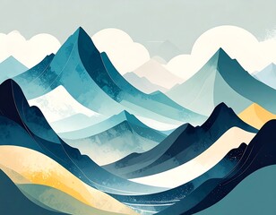 Abstract Mountain Range, stylized landscape, serene scene