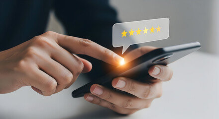 Close-up of hands using a smartphone with a bright light emanating from the screen, showcasing modern technology and digital interaction.