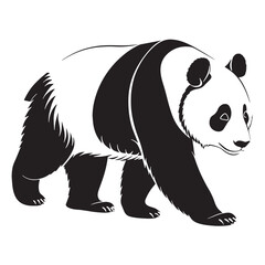 black panda Silhouette Vector, High Quality Illustration on White Background