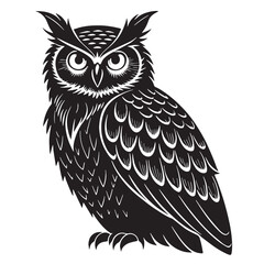 black owl Silhouette Vector, High Quality Illustration on White Background