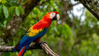 Fototapeta premium Colorful parrot perched on a branch (1)