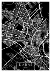 Karaj Iran City Street Map. City downtown, abstract travel art, modern background graphic design, new office banner art, street view paint