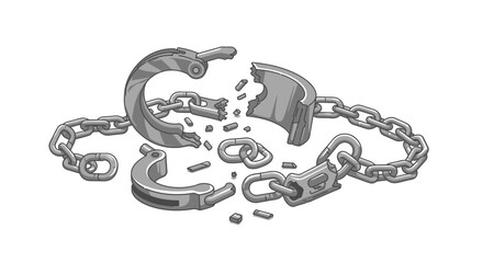 A powerful symbol of freedom and liberation, with broken shackles and chains representing the end of oppression and slavery.