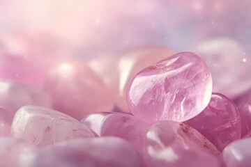 Close Up Of Pink Healing Crystals