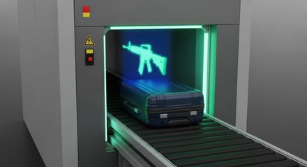 Luggage security check conveying dangers of concealed weapons and threats
