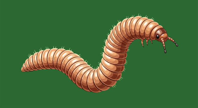 Illustrated compost worm crawling showcasing segmented body and bristles ideal for educational materials biology textbooks illustrating decomposition and soil health highlighting environmental science