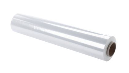 Roll of plastic wrap, commonly used for food storage and preservation.