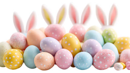 easter bunny and easter eggs on white background