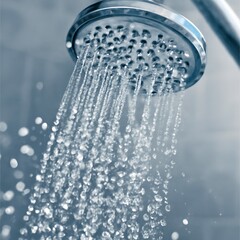 High-Resolution Chrome Showerhead with Flowing Water