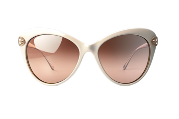 Stylish White Cat Eye Sunglasses with Jewel Accents isolated on transparent background