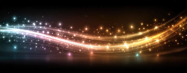 Naklejka premium Glowing wave of light, dark background