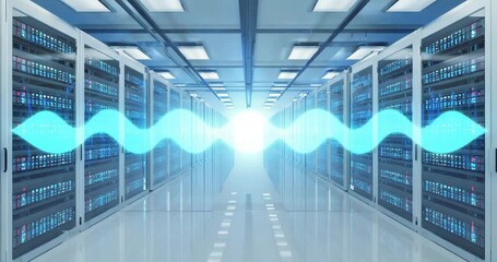 Modern data center with rows of servers showcasing technology and digital transformation - Powered by Adobe