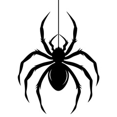 Hanging spider silhouette vector illustration