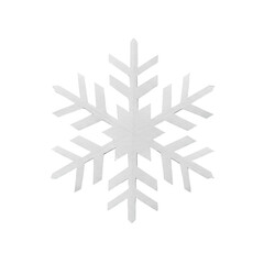 Meticulously detailed, hand-cut white paper snowflake with subtle imperfections, perfectly flat on a pure, seamless stark white studio background, top-down view, no shadows. Concept of delicate