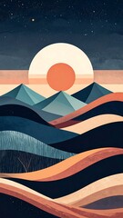 Abstract landscape at night