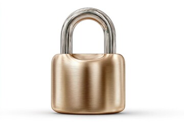 Naklejka premium Gold padlock with silver shackle, isolated on white
