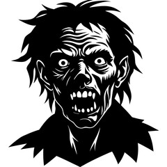 Fototapeta premium Zombie face silhouette vector illustration