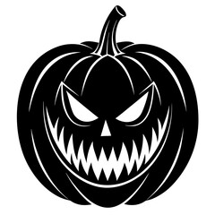 Pumpkin with vampire fangs silhouette vector illustration