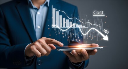 the concept of cost reduction and a decrease in expenses over time.