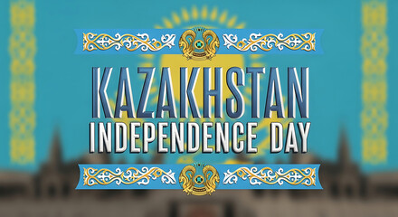 Kazakhstan independence day celebration with national symbols and festive decorations