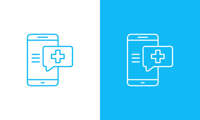 Modern Minimalist Smartphone Medical App Icon,  Clean Blue Line Art Design, Healthcare Communication Concept.