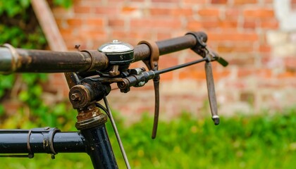 Close-up of vintage bicycle handlebars