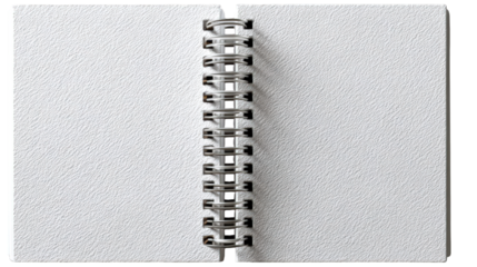 Textured White Paper Notebook with Silver Spiral Binding.