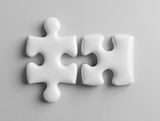 Obraz premium Two white puzzle pieces, joined