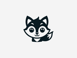 Obraz premium Playful baby fox with bushy tail and curious expression in charming vector logo