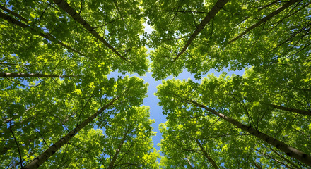 Fototapeta premium Sunlight Filtering Through Lush Green Canopy
