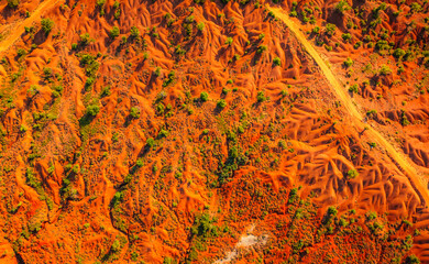 Red clay terrain Kokkinopilos Preveza near Preveza city, in Epirus region, Greece.