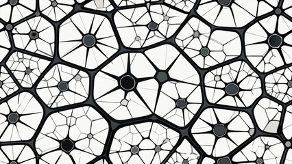 Abstract network of interconnected irregular geometric shapes with vibrant color gradients