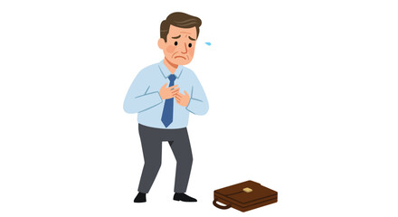 Businessman Experiencing Chest Pain or Panic Attack.