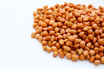 Raw peanuts with red skin