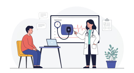 Fototapeta premium Doctor Explaining Hypertension to Patient During Consultation.