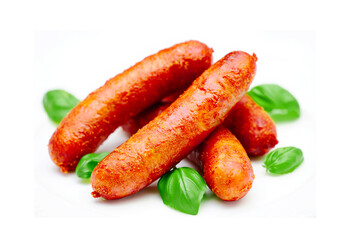grilled sausages isolated on white background