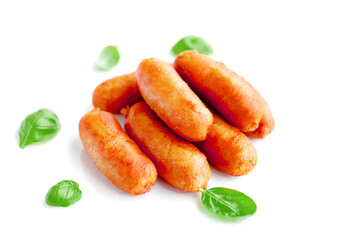 grilled sausages isolated on white background