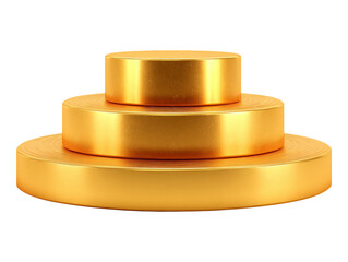 Three Isolated Golden Cylinders on Transparent Background