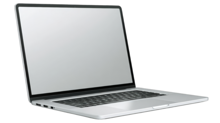 Modern Silver Laptop with Blank Screen and Black Keyboard.