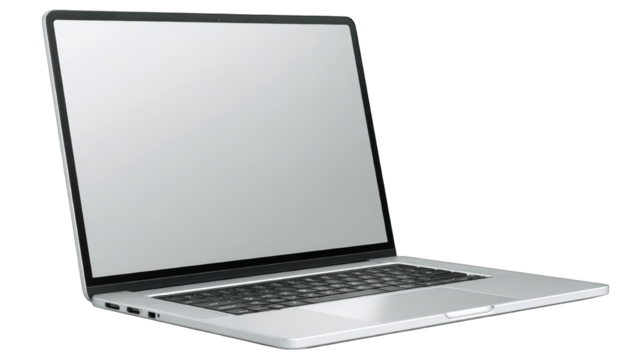 Modern Silver Laptop with Blank Screen and Black Keyboard.