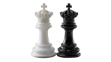Chess Kings: The stark contrast between a white and a black king, standing as sentinels of strategy and intellect, beckoning the allure of the chessboard's strategic depth. 